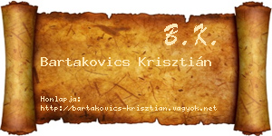 Bartakovics Krisztián névjegykártya